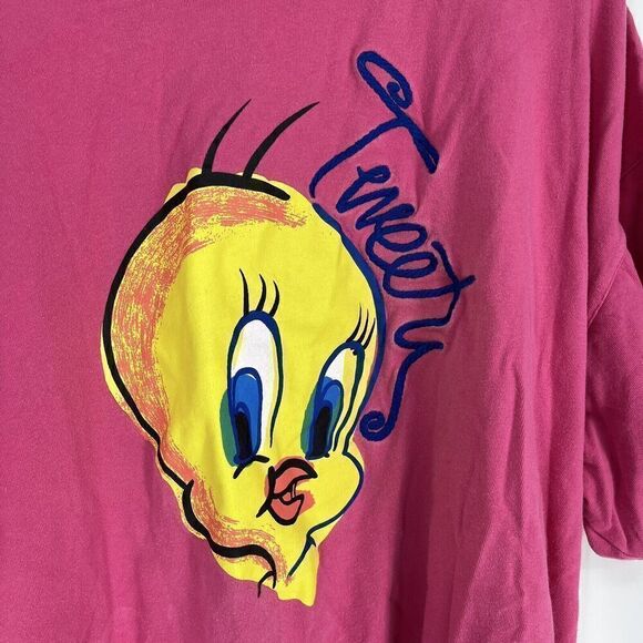 Vintage 90s Tweety Bird T Shirt Size XXL Pink Single Stitch Tee Looney Tunes Tee - Picture 3 of 9